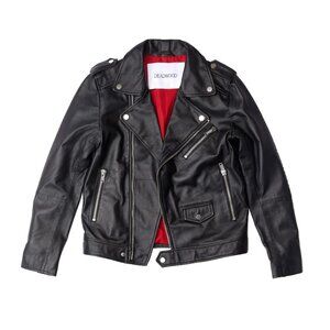 NWT DEADWOOD River Original in Black Leather Motorcycle Moto Jacket Fr 34 / US 2